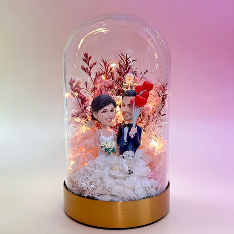 DOMEDOLL - Eternal Flowers, Custom Bobbleheads, Custom Birthday Gift, Christmas Gift, Wedding Gift, Unique Gift