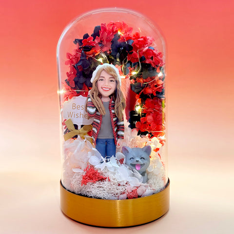 DOMEDOLL - Flowers Arch, Custom Bobbleheads, Birthday Gift for Her, Best Valentine Gift